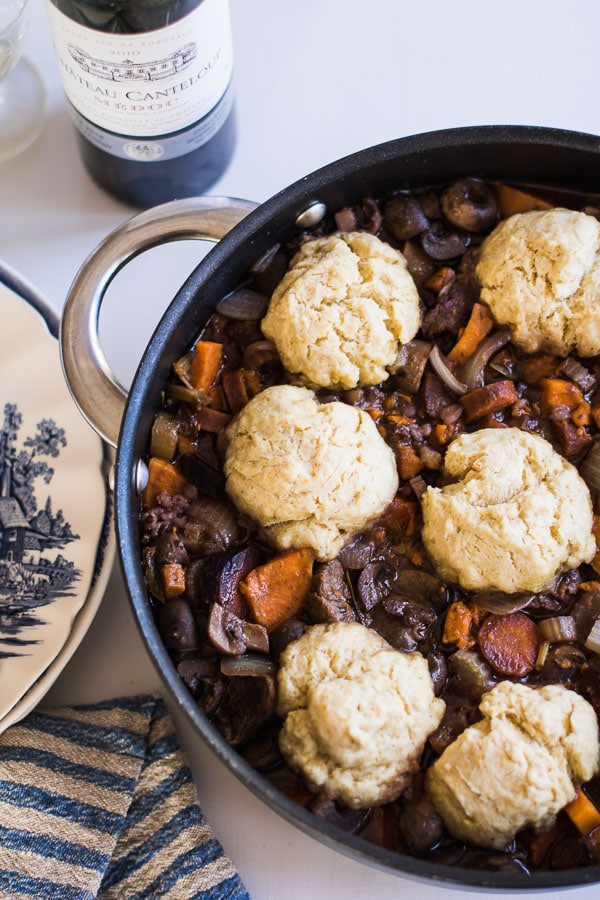 Beef and Stout casserole with Dumplings