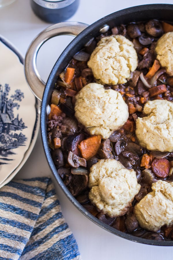 Beef and Stout casserole with Dumplings